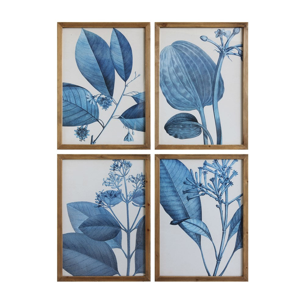 Blue Botanical Wood Framed Wall Decor