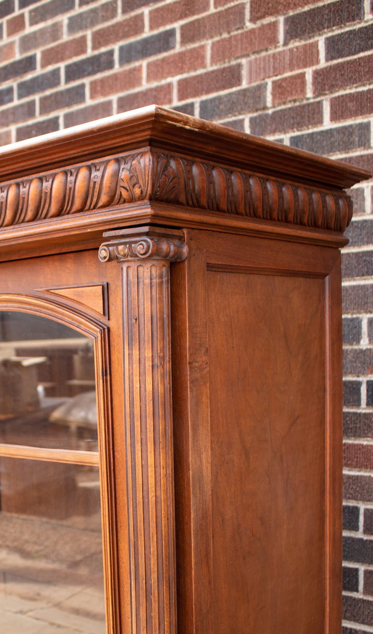 Henri II Style Columned Walnut Bookcase