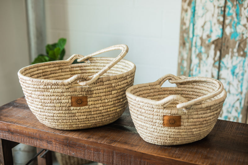 Date Leaf Basket with Swing Handle