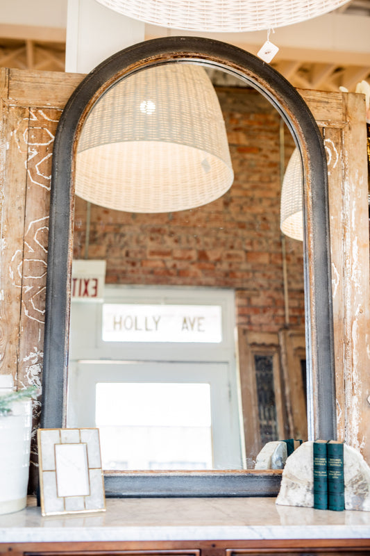Large Distressed Framed Arched Mirror