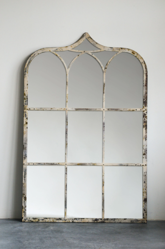 Arabesque Distressed Metal Framed Mirror