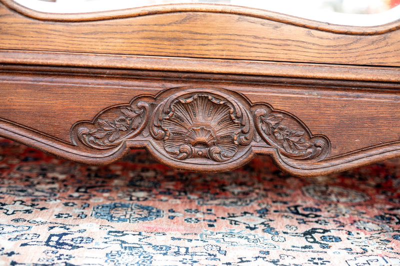 Fine Louis XV Style Beveled Mirrored Oak Armoire
