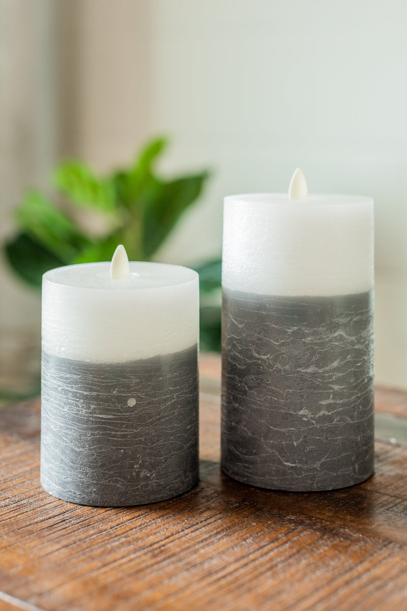 Flameless Two-Tone Grey Candle