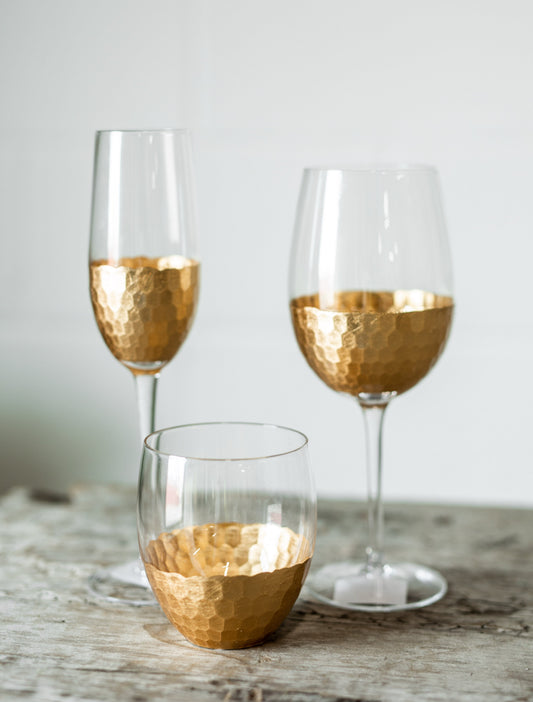 Gold Facet Glassware
