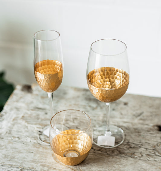 Gold Facet Glassware