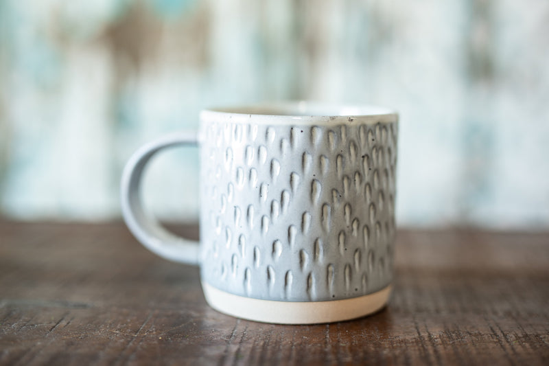 Grey Debossed Stoneware Mug