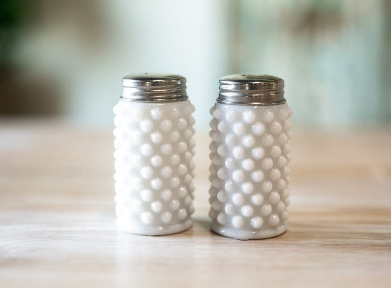 Hobnail Milk Glass Salt & Pepper Shakers