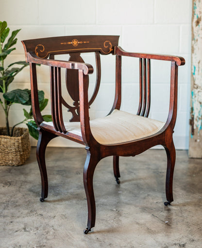 Late Victorian Mahogany Inlaid Armchair