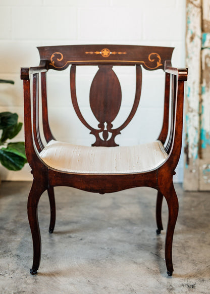 Late Victorian Mahogany Inlaid Armchair