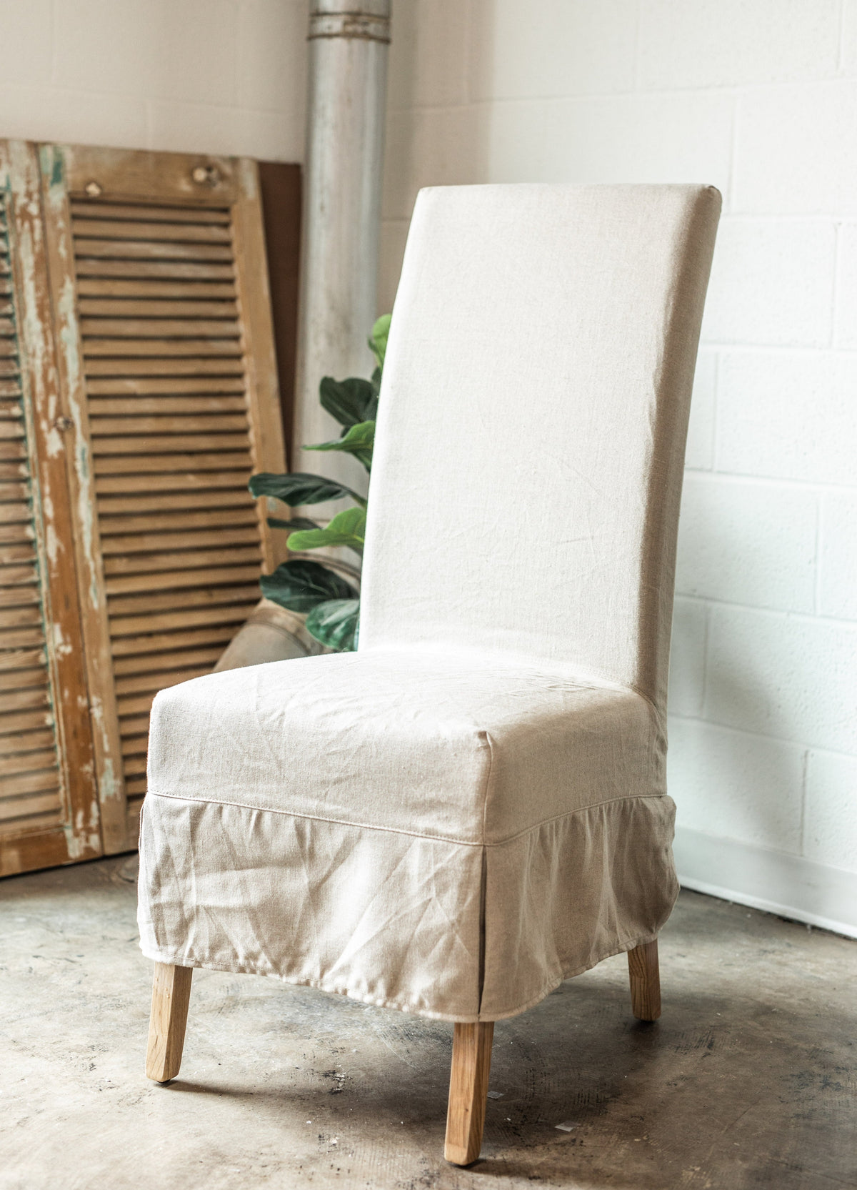 Linen Slip Covered Pierre Chair