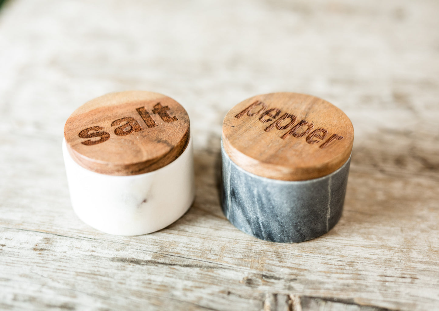 Marble & Wood Salt & Pepper Pots