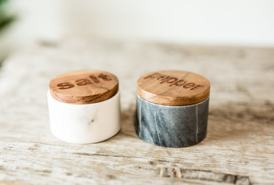 Marble & Wood Salt & Pepper Pots