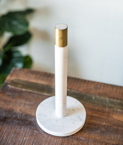 Marble Paper Towel Holder w/ Brass Top
