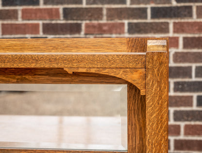 Mission Style Beveled Mirrored Back Oak Sideboard