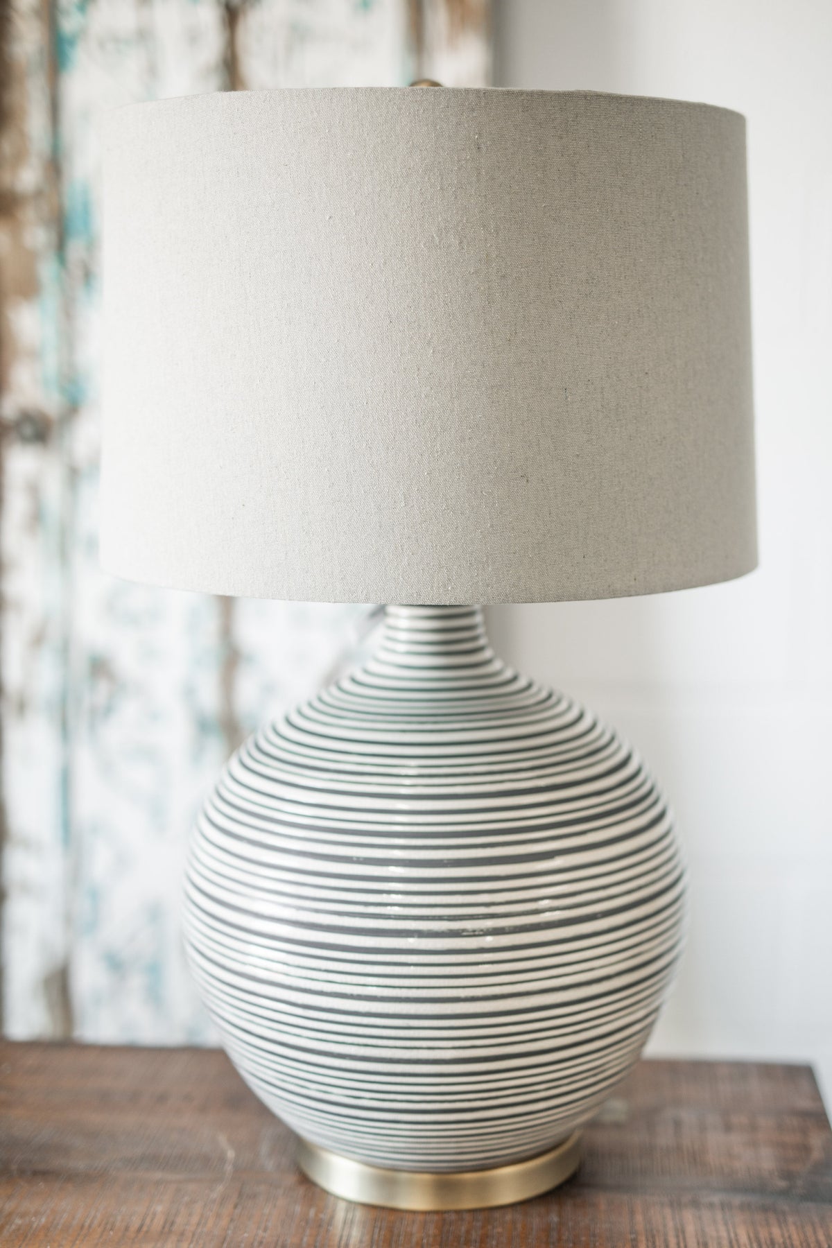 Natural & Grey Ceramic Textured Table Lamp