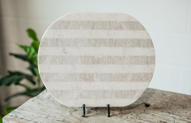 Oval Striped Marble Tray