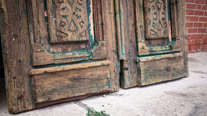 Green & Blue Primitive Egyptian Doors
