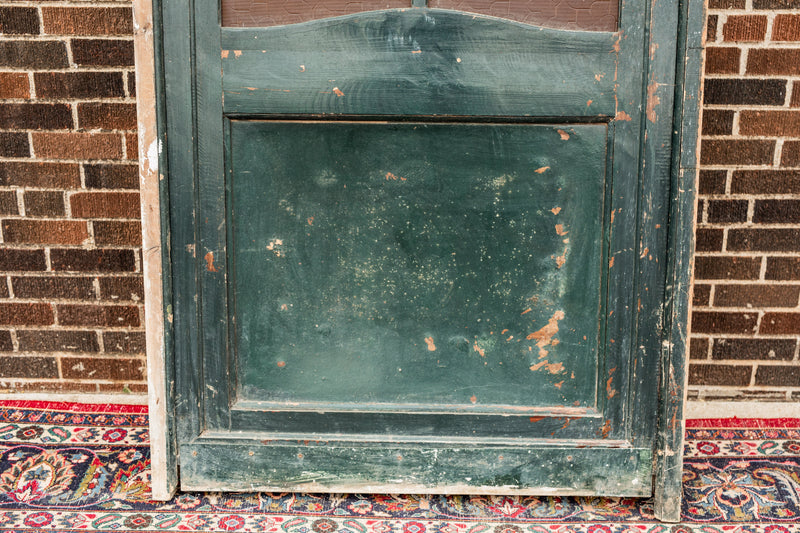 Primitive Textured Amber Glass Door in Frame