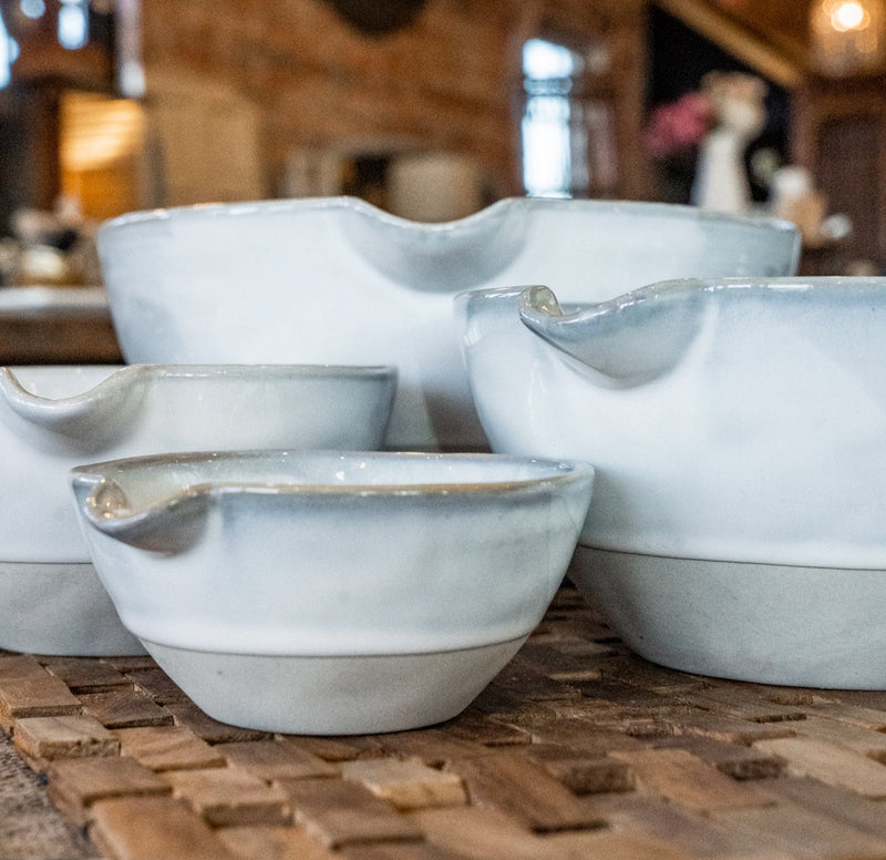 Set of 4 Neutral Stoneware Batter Bowls