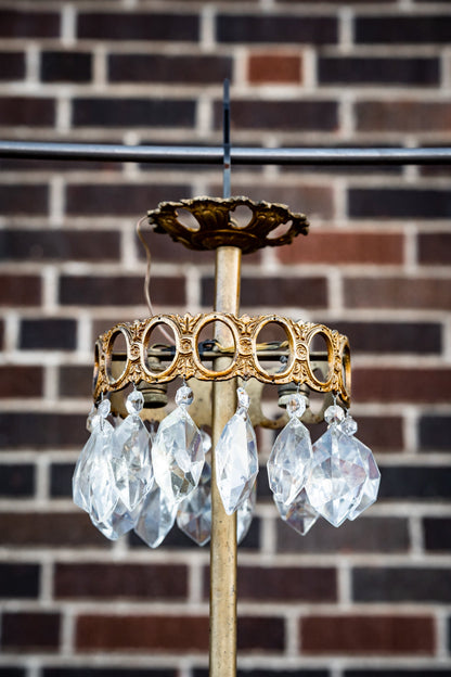 Small Brass Crystal Pendalogue Chandelier
