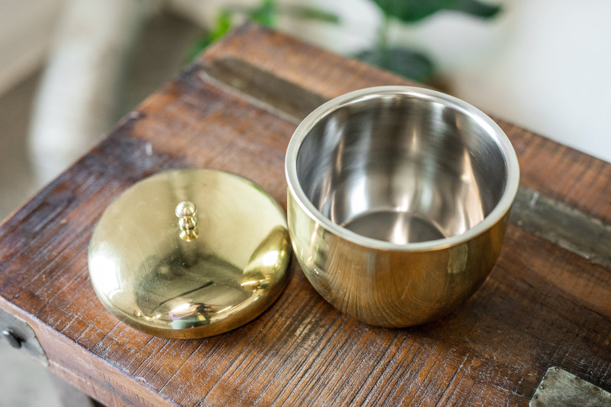 Stainless Steel Ice Bucket with Brass Finish