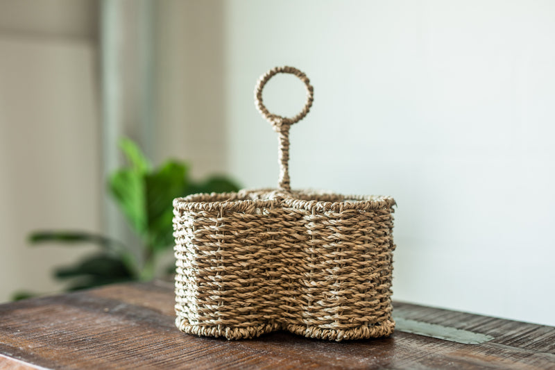 Woven Seagrass Caddy w/ 3 Sections