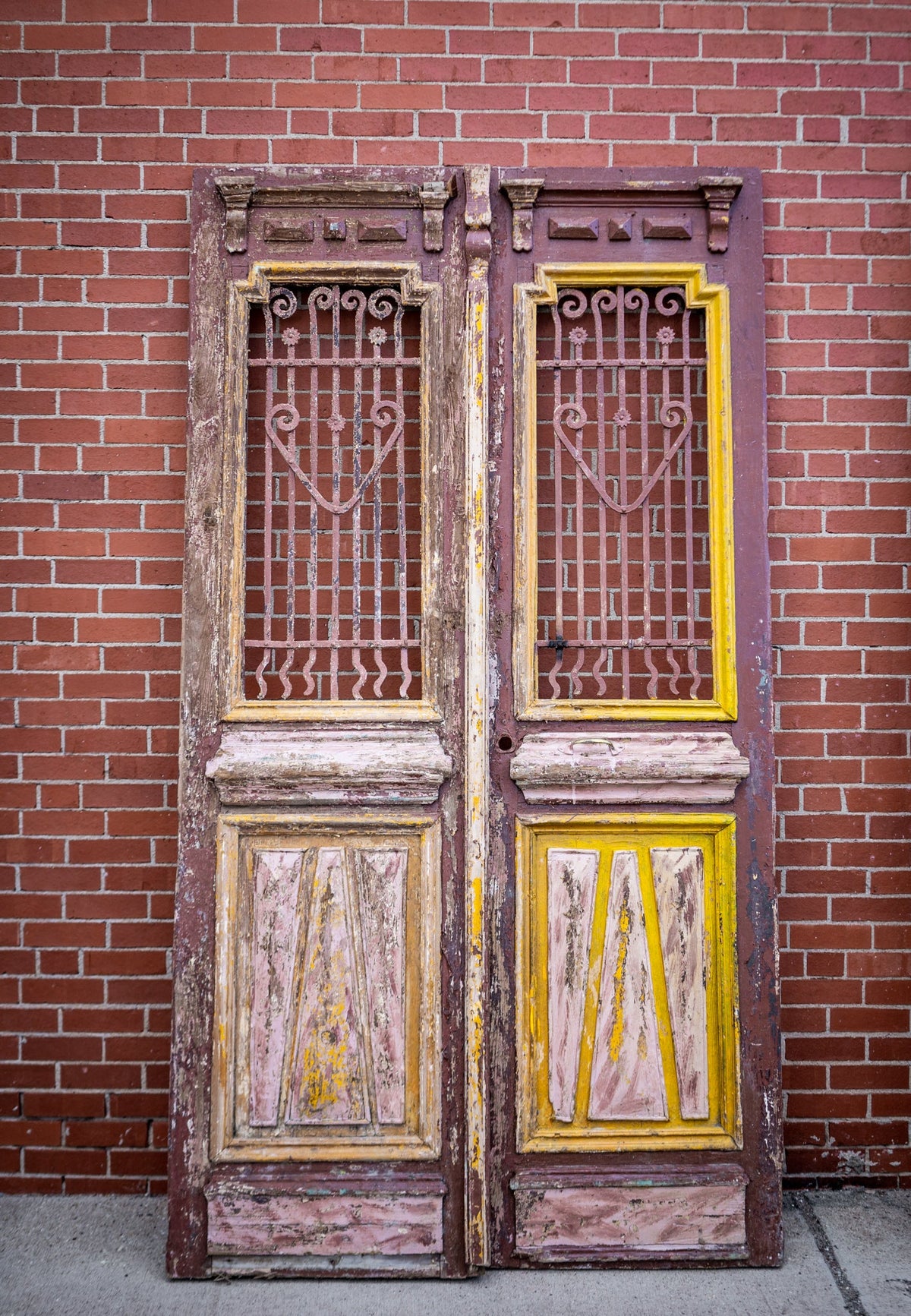 Yellow & Burgundy Primitive Egyptian Doors