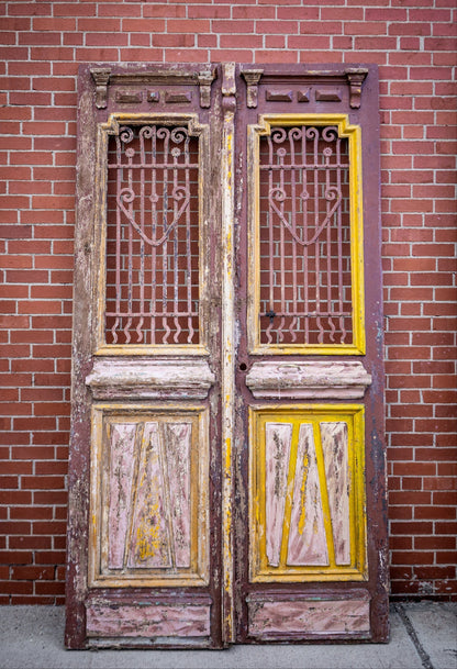 Yellow & Burgundy Primitive Egyptian Doors