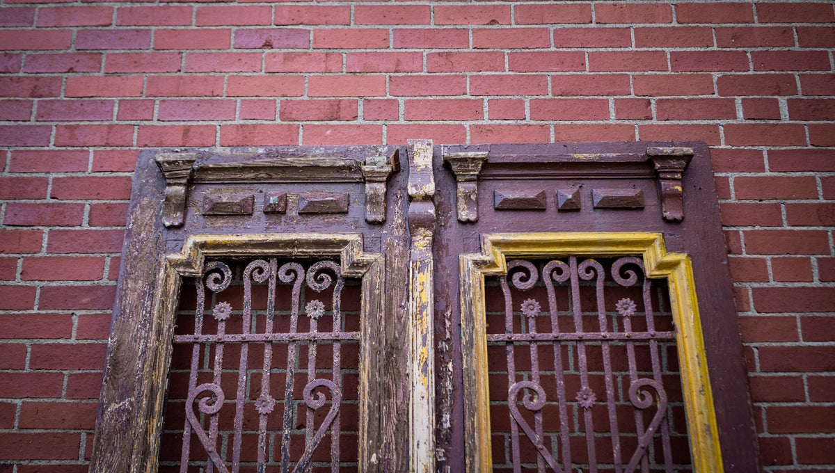 Yellow & Burgundy Primitive Egyptian Doors