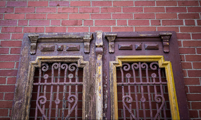 Yellow & Burgundy Primitive Egyptian Doors