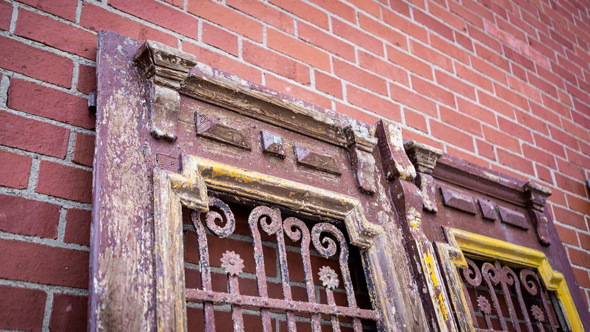 Yellow & Burgundy Primitive Egyptian Doors