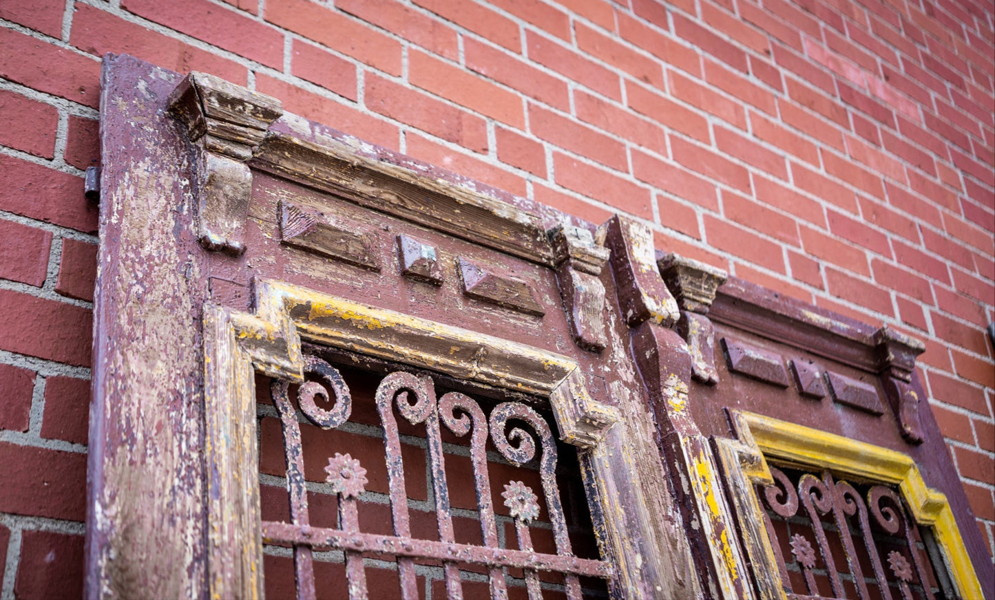 Yellow & Burgundy Primitive Egyptian Doors