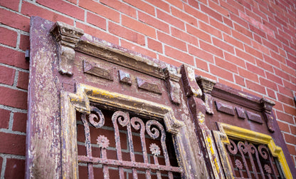 Yellow & Burgundy Primitive Egyptian Doors