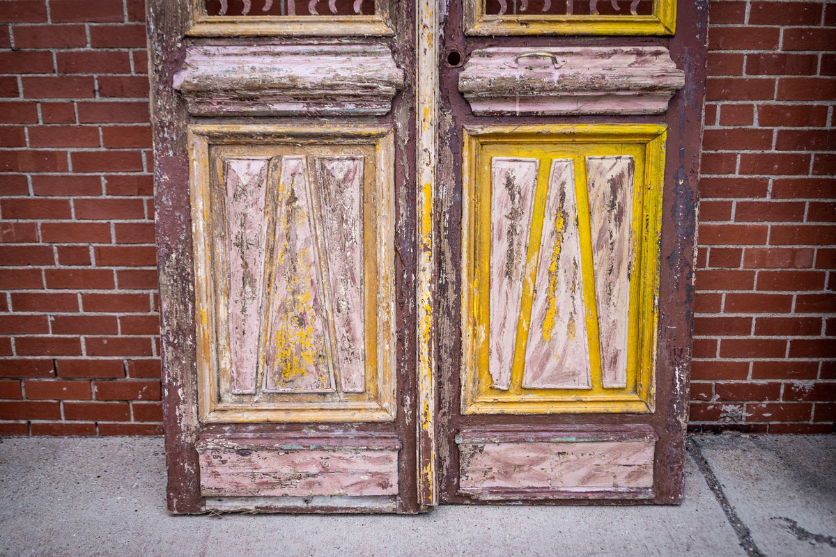 Yellow & Burgundy Primitive Egyptian Doors