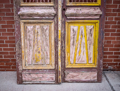 Yellow & Burgundy Primitive Egyptian Doors