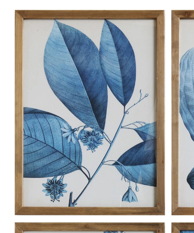 Blue Botanical Wood Framed Wall Decor