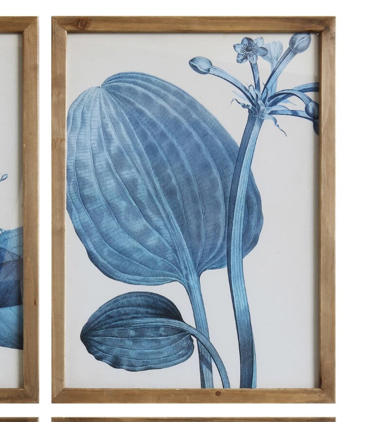 Blue Botanical Wood Framed Wall Decor