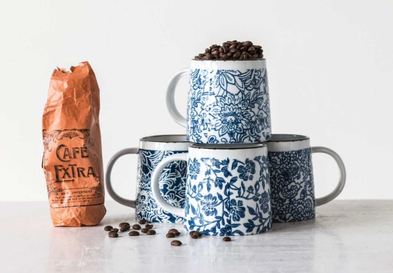 Hand-Stamped Stoneware Mug