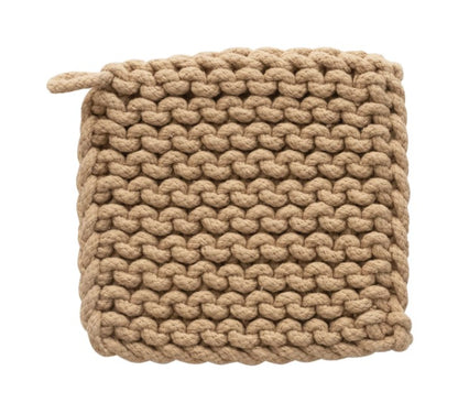 Neutral Crocheted Cotton Pot Holder