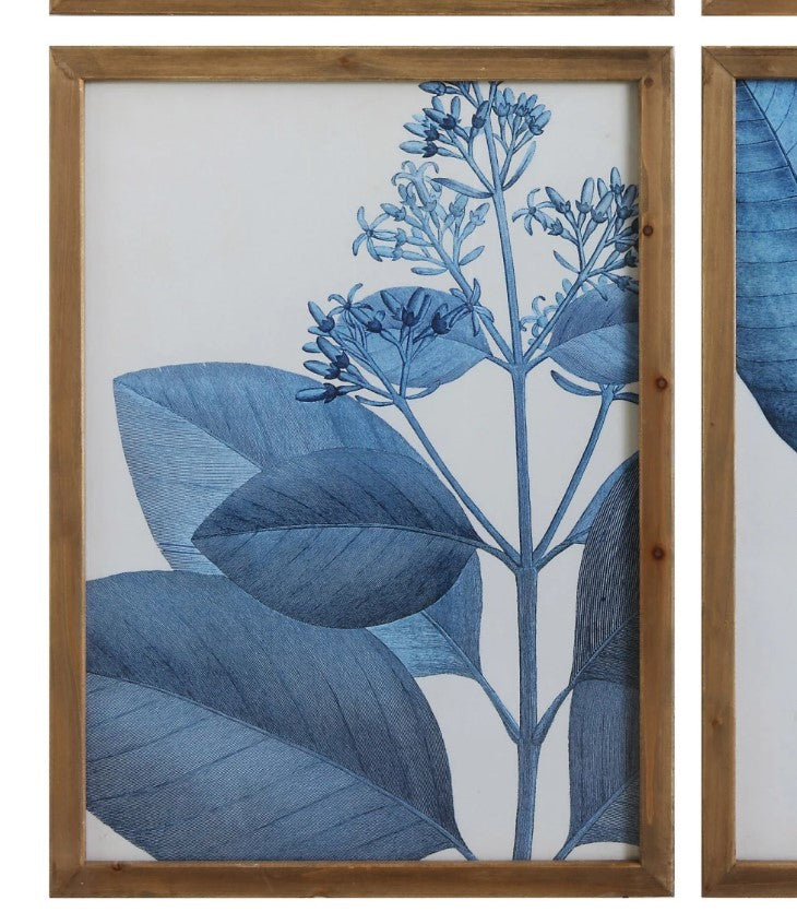 Blue Botanical Wood Framed Wall Decor