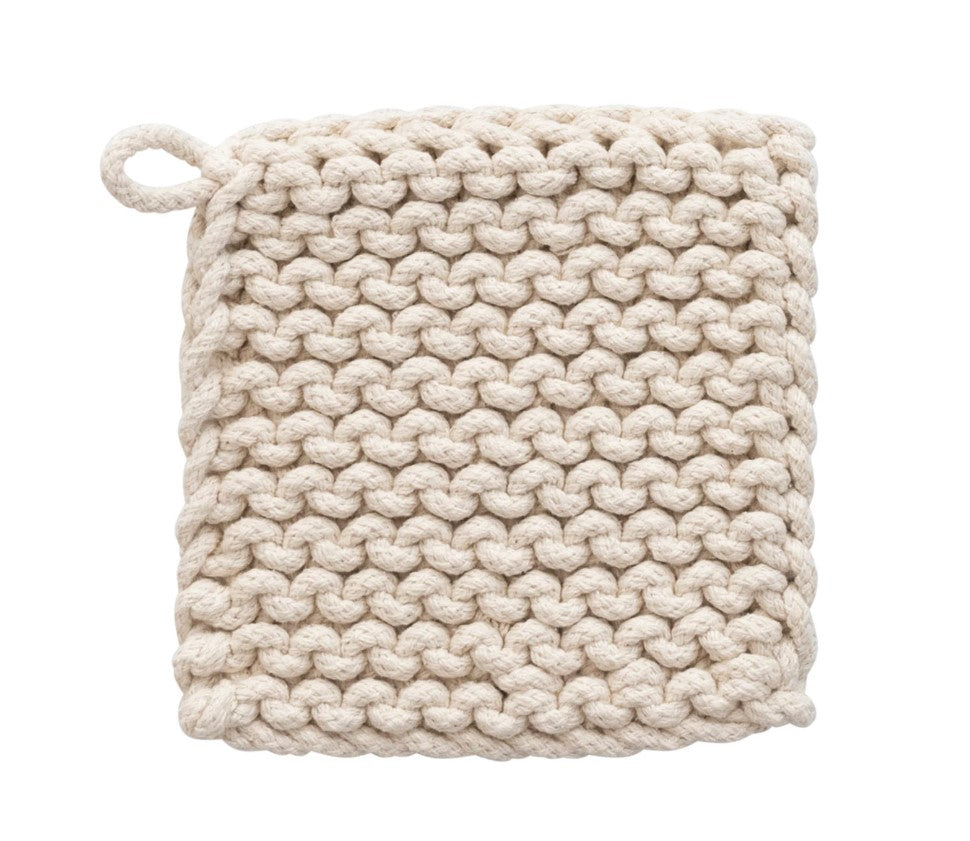 Neutral Crocheted Cotton Pot Holder