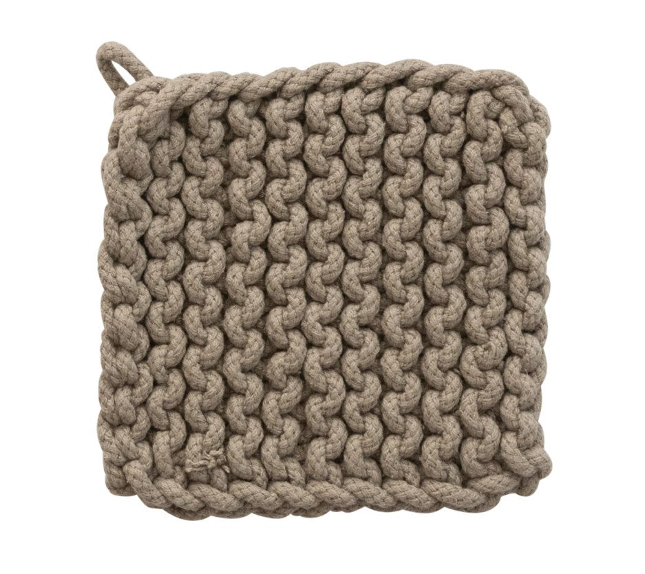 Neutral Crocheted Cotton Pot Holder