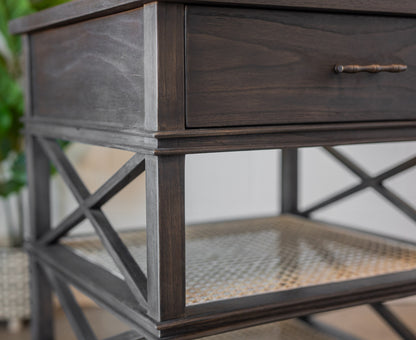 Reid Charcoal Wood & Cane Nightstand