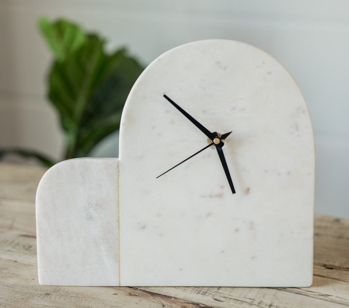 White & Beige Arched Marble Mantel Clock