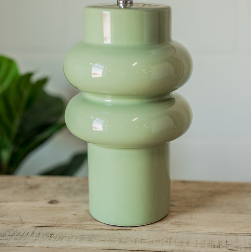 Ringed Green Stoneware Lamp