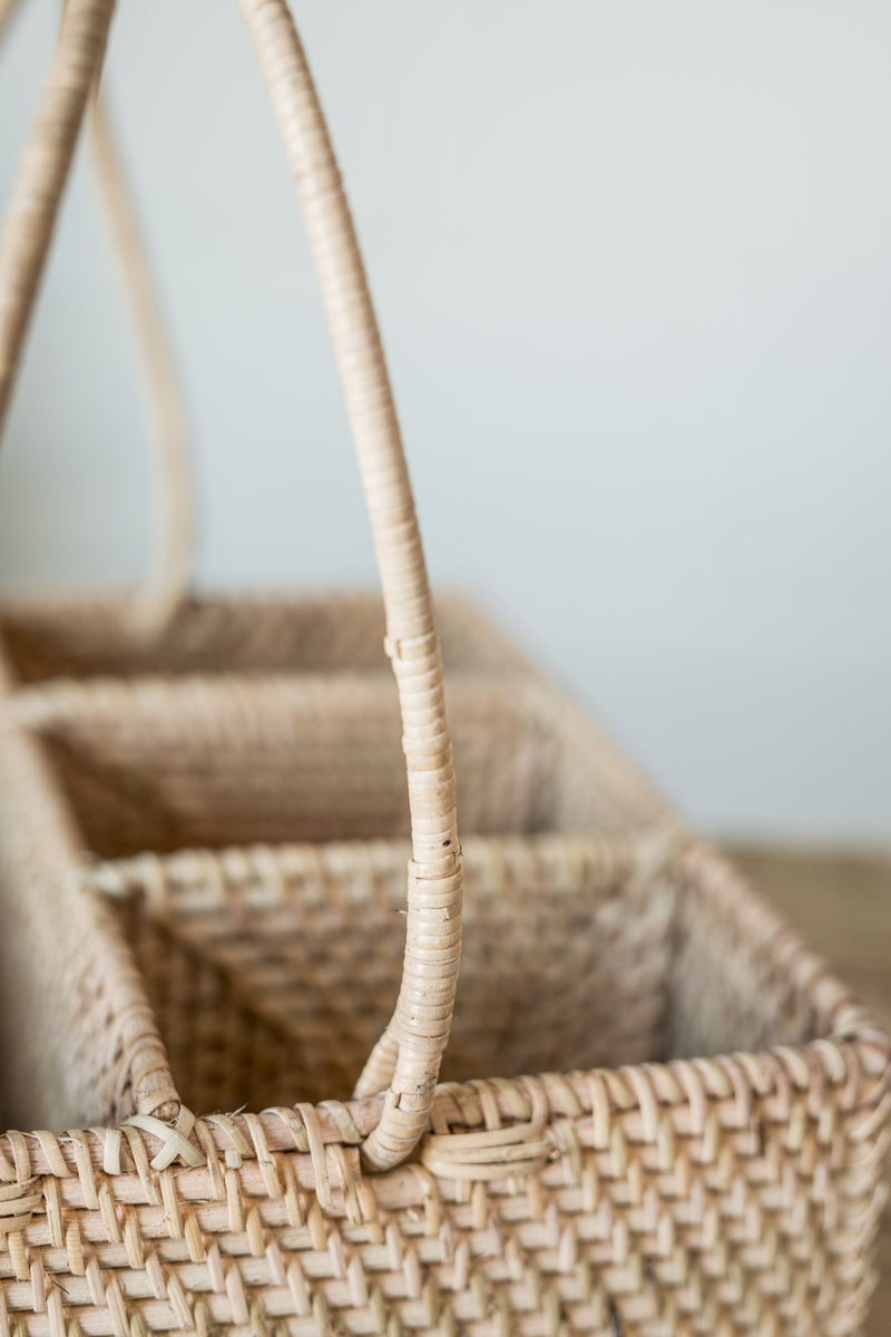 Handwoven Sectioned Rattan Caddy