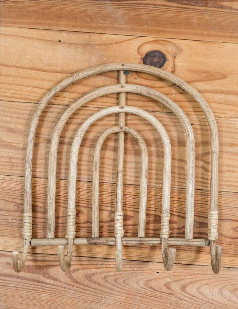 Arched Rattan Wall Rack w/ 5 Hooks