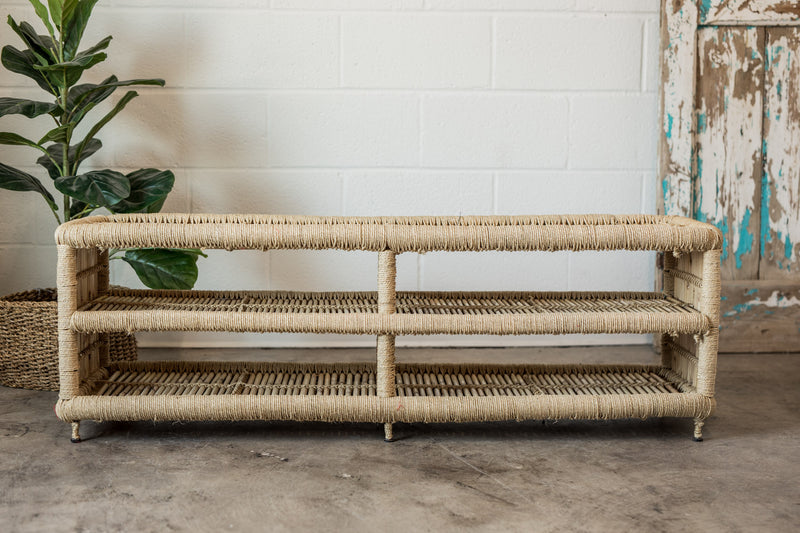 Handwoven Bamboo & Jute Table or Bench