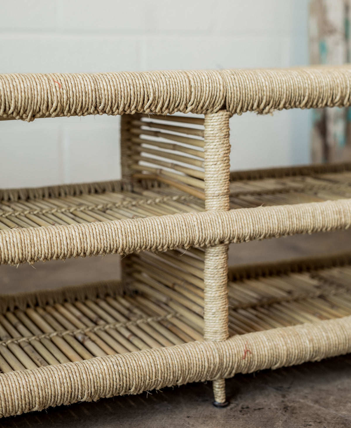 Handwoven Bamboo & Jute Table or Bench
