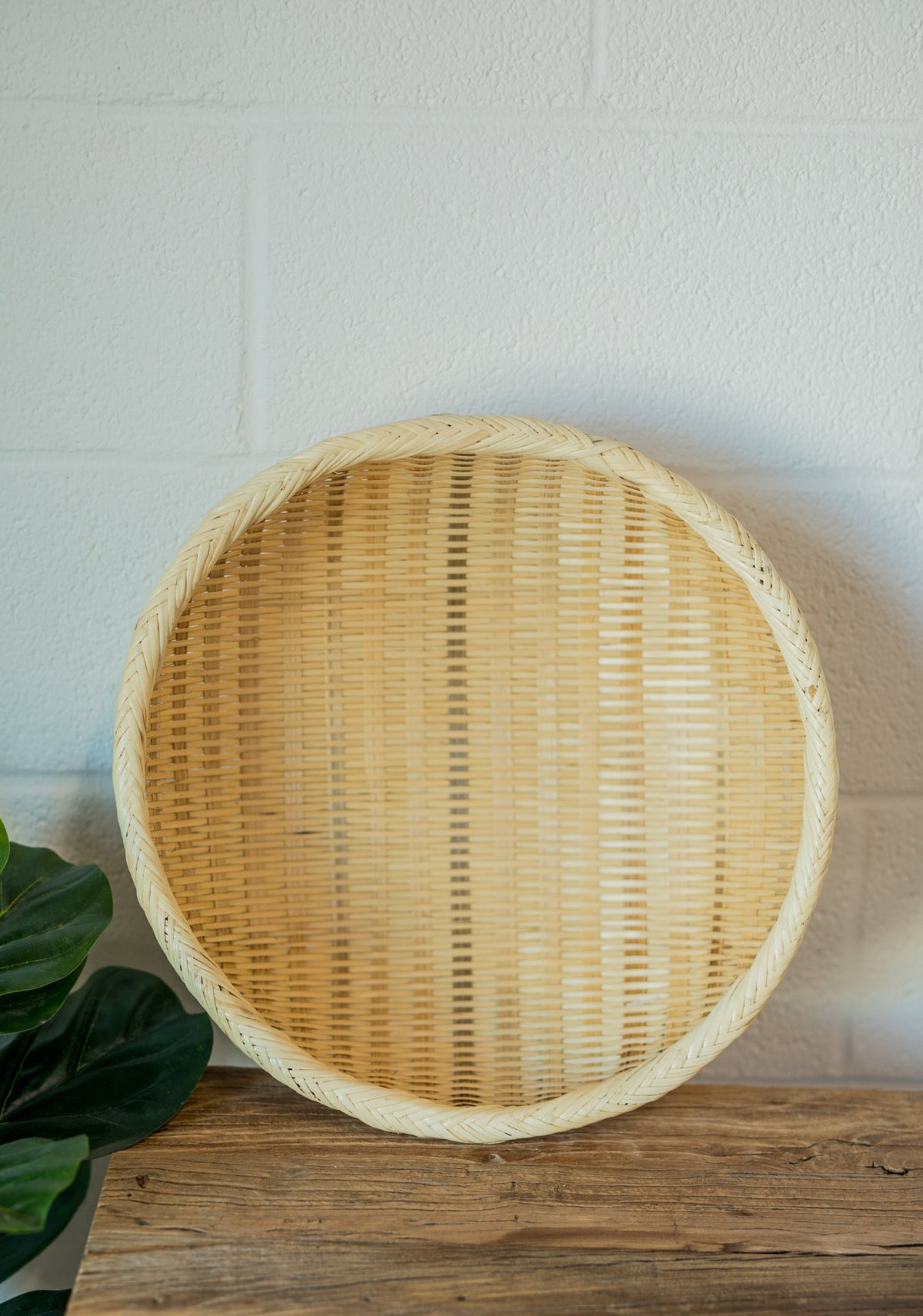 Handwoven Shallow Bamboo Wall Basket